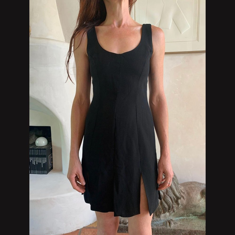 Black Sexy Tank Dress w Slit